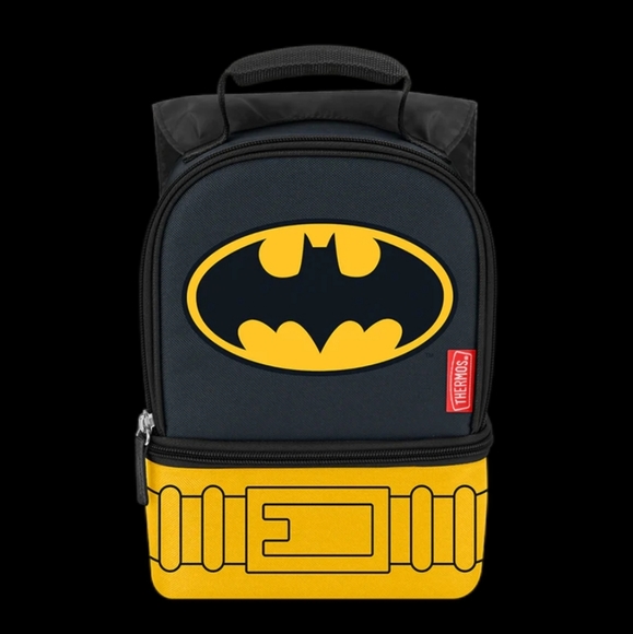 Thermos Batman Lunchbox Bag Cape Top Handle 2 Compartment Kids Boys Grey OS NWT - Picture 4 of 16